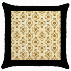 Flower Brown Star Rose Throw Pillow Case (black) by Mariart