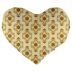 Flower Brown Star Rose Large 19  Premium Flano Heart Shape Cushions by Mariart