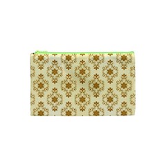 Flower Brown Star Rose Cosmetic Bag (xs) by Mariart