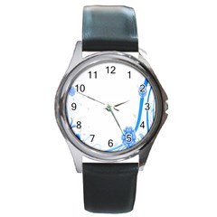 Flower Blue Sunflower Star Sexy Round Metal Watch