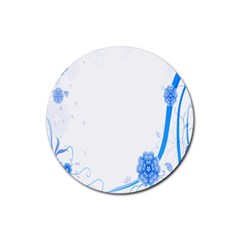 Flower Blue Sunflower Star Sexy Rubber Round Coaster (4 Pack) 