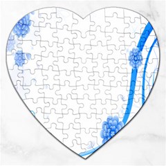 Flower Blue Sunflower Star Sexy Jigsaw Puzzle (heart) by Mariart