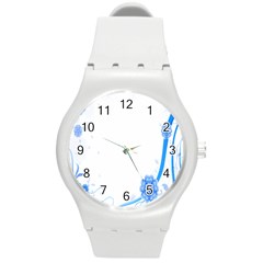 Flower Blue Sunflower Star Sexy Round Plastic Sport Watch (m) by Mariart