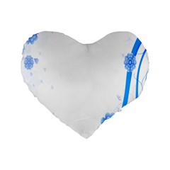 Flower Blue Sunflower Star Sexy Standard 16  Premium Heart Shape Cushions by Mariart