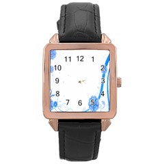 Flower Blue Sunflower Star Sexy Rose Gold Leather Watch  by Mariart