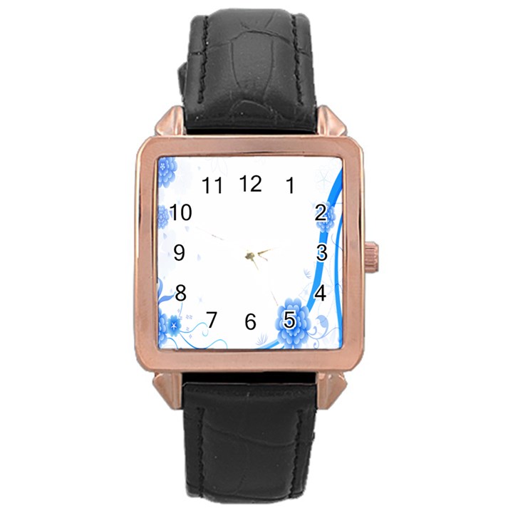 Flower Blue Sunflower Star Sexy Rose Gold Leather Watch 