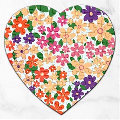 Flower Floral Rainbow Rose Jigsaw Puzzle (heart) by Mariart