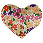 Flower Floral Rainbow Rose Large 19  Premium Heart Shape Cushions Front