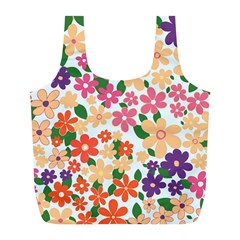 Flower Floral Rainbow Rose Full Print Recycle Bags (L) 