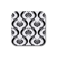 Flower Floral Black Sexy Star Black Rubber Coaster (square) 