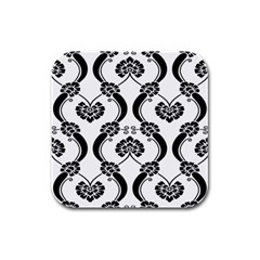 Flower Floral Black Sexy Star Black Rubber Square Coaster (4 Pack) 