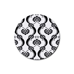 Flower Floral Black Sexy Star Black Rubber Coaster (round) 