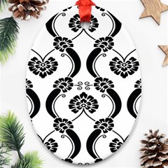 Flower Floral Black Sexy Star Black Oval Ornament (two Sides) by Mariart