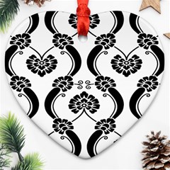 Flower Floral Black Sexy Star Black Heart Ornament (two Sides)