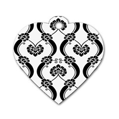 Flower Floral Black Sexy Star Black Dog Tag Heart (one Side)