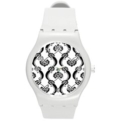 Flower Floral Black Sexy Star Black Round Plastic Sport Watch (m) by Mariart