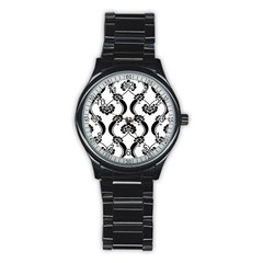 Flower Floral Black Sexy Star Black Stainless Steel Round Watch