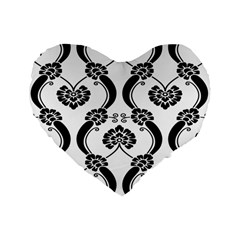 Flower Floral Black Sexy Star Black Standard 16  Premium Flano Heart Shape Cushions