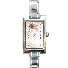 Flower Floral Rose Sunflower Star Sexy Pink Rectangle Italian Charm Watch by Mariart