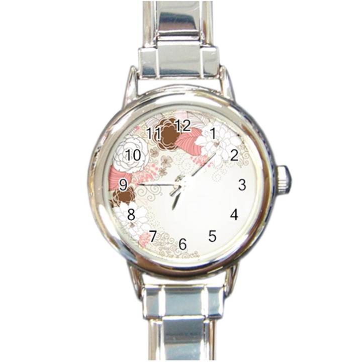 Flower Floral Rose Sunflower Star Sexy Pink Round Italian Charm Watch