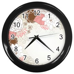 Flower Floral Rose Sunflower Star Sexy Pink Wall Clocks (black)