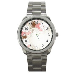 Flower Floral Rose Sunflower Star Sexy Pink Sport Metal Watch by Mariart