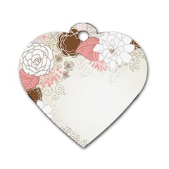 Flower Floral Rose Sunflower Star Sexy Pink Dog Tag Heart (one Side)