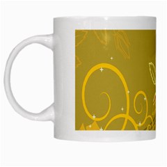 Flower Floral Yellow Sunflower Star Leaf Line Gold White Mugs