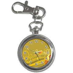 Flower Floral Yellow Sunflower Star Leaf Line Gold Key Chain Watches by Mariart