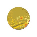 Flower Floral Yellow Sunflower Star Leaf Line Gold Magnet 3  (Round) Front