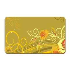 Flower Floral Yellow Sunflower Star Leaf Line Gold Magnet (rectangular)