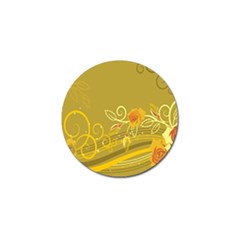 Flower Floral Yellow Sunflower Star Leaf Line Gold Golf Ball Marker