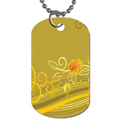 Flower Floral Yellow Sunflower Star Leaf Line Gold Dog Tag (two Sides) by Mariart