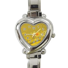 Flower Floral Yellow Sunflower Star Leaf Line Gold Heart Italian Charm Watch by Mariart