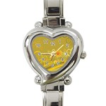 Flower Floral Yellow Sunflower Star Leaf Line Gold Heart Italian Charm Watch Front