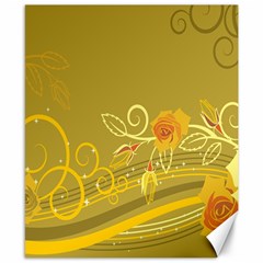 Flower Floral Yellow Sunflower Star Leaf Line Gold Canvas 8  X 10  by Mariart