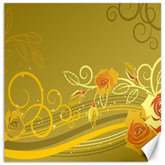 Flower Floral Yellow Sunflower Star Leaf Line Gold Canvas 12  X 12   by Mariart