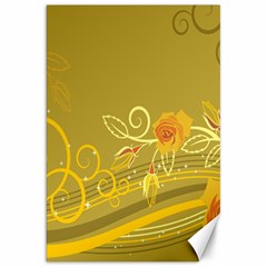 Flower Floral Yellow Sunflower Star Leaf Line Gold Canvas 20  X 30  