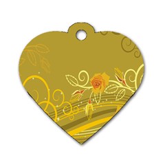 Flower Floral Yellow Sunflower Star Leaf Line Gold Dog Tag Heart (one Side) by Mariart