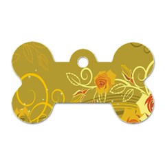 Flower Floral Yellow Sunflower Star Leaf Line Gold Dog Tag Bone (two Sides)