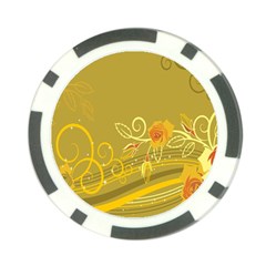 Flower Floral Yellow Sunflower Star Leaf Line Gold Poker Chip Card Guard