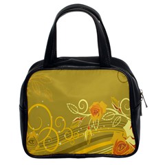 Flower Floral Yellow Sunflower Star Leaf Line Gold Classic Handbags (2 Sides) by Mariart