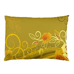 Flower Floral Yellow Sunflower Star Leaf Line Gold Pillow Case by Mariart