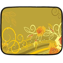 Flower Floral Yellow Sunflower Star Leaf Line Gold Fleece Blanket (mini)