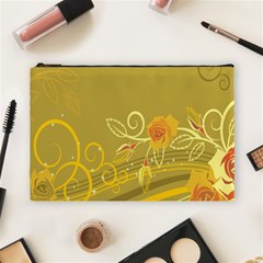 Flower Floral Yellow Sunflower Star Leaf Line Gold Cosmetic Bag (large)  by Mariart