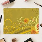 Flower Floral Yellow Sunflower Star Leaf Line Gold Cosmetic Bag (XL) Front