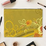 Flower Floral Yellow Sunflower Star Leaf Line Gold Cosmetic Bag (XL) Back