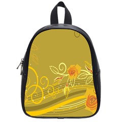 Flower Floral Yellow Sunflower Star Leaf Line Gold School Bag (small)