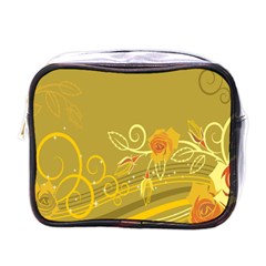 Flower Floral Yellow Sunflower Star Leaf Line Gold Mini Toiletries Bags