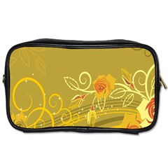 Flower Floral Yellow Sunflower Star Leaf Line Gold Toiletries Bags